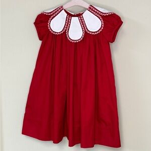 The Proper Peony: Girls Red Tulip Collar Christmas Dress, Size 2T